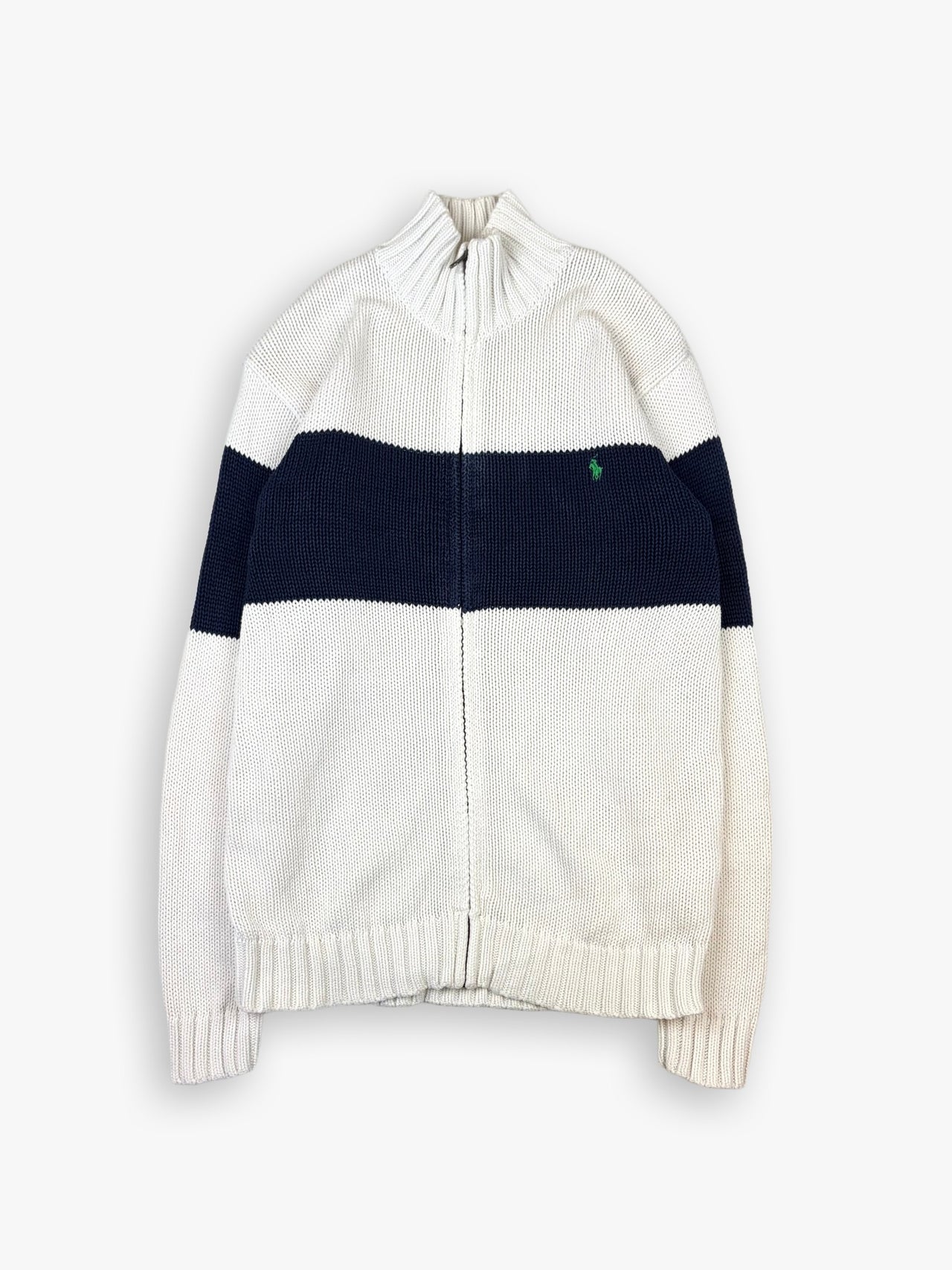 1990s Polo Ralph Lauren Zip Up Knit Sweater