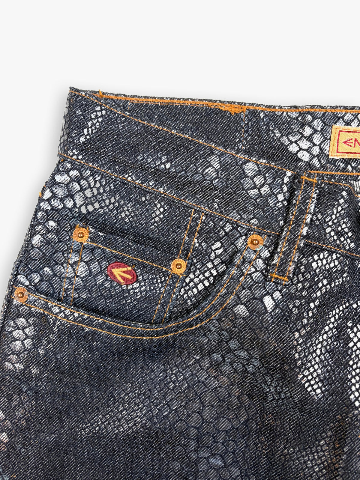 2000s Energie Brad Snakeskin Straight Leg Jeans