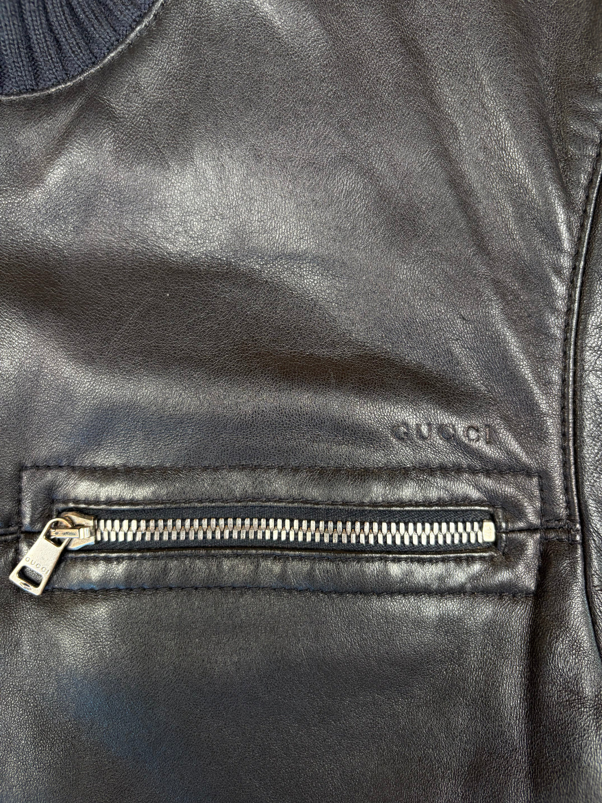 2000s Gucci Leather Bomber Jacket