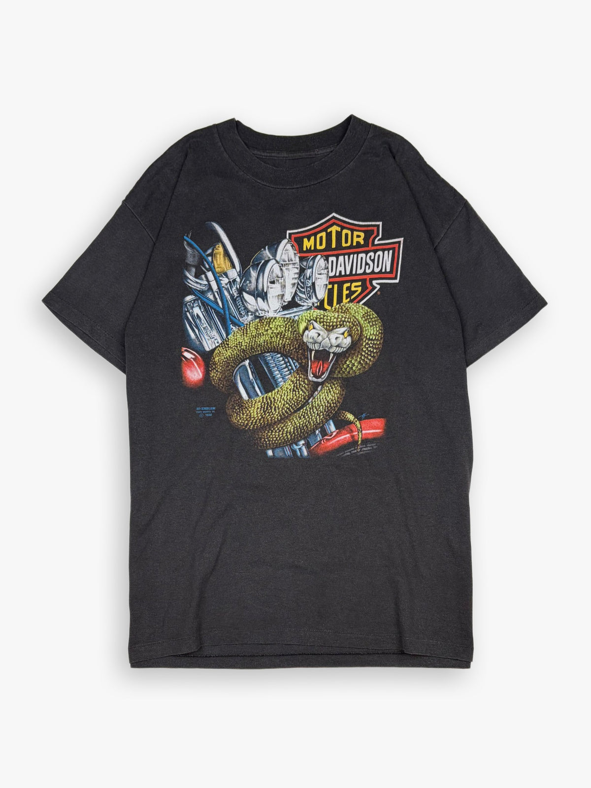 1990 Harley Davidson 3D Emblem Snake T-Shirt