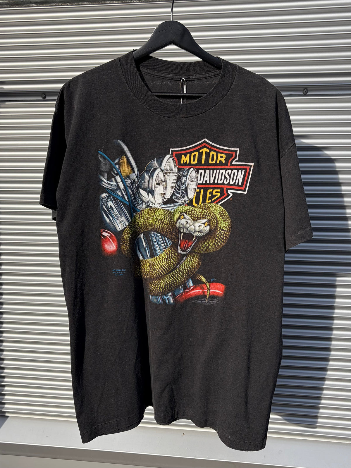 1990 Harley Davidson 3D Emblem Snake T-Shirt