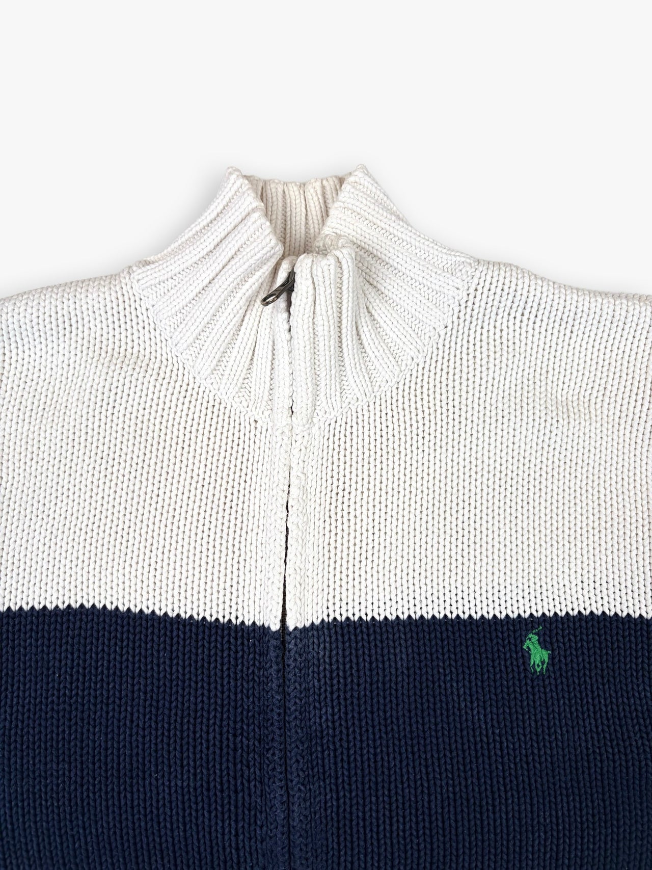 1990s Polo Ralph Lauren Zip Up Knit Sweater