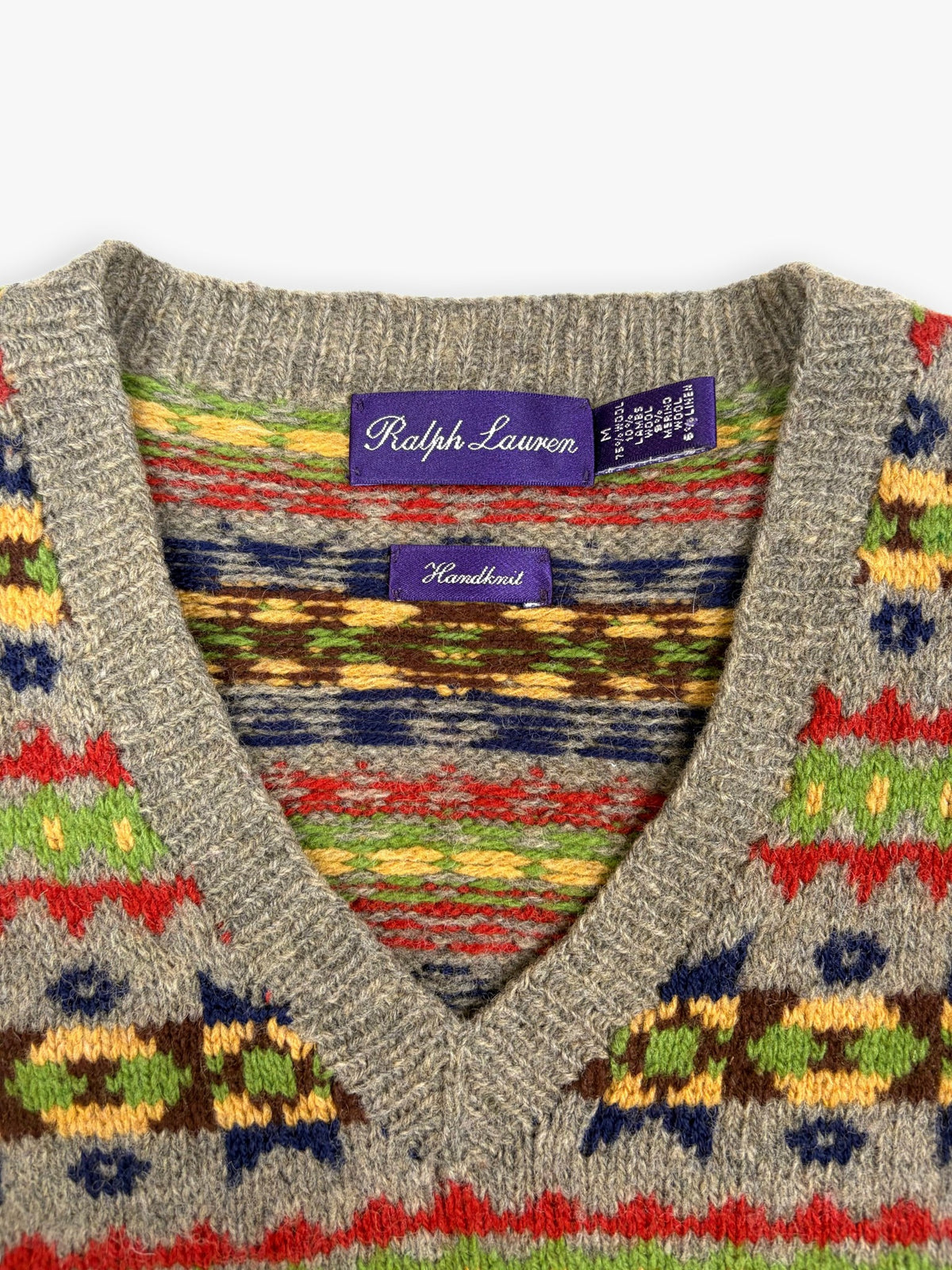 1990s Ralph Lauren Purple Label Fair Isle Knit Sweater Vest