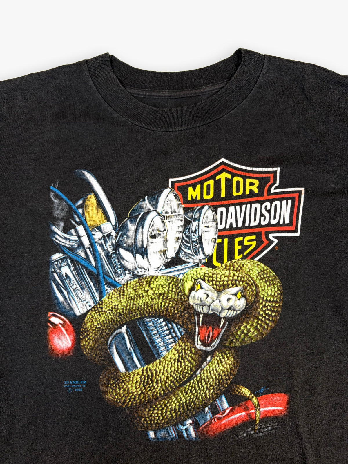 1990 Harley Davidson 3D Emblem Snake T-Shirt