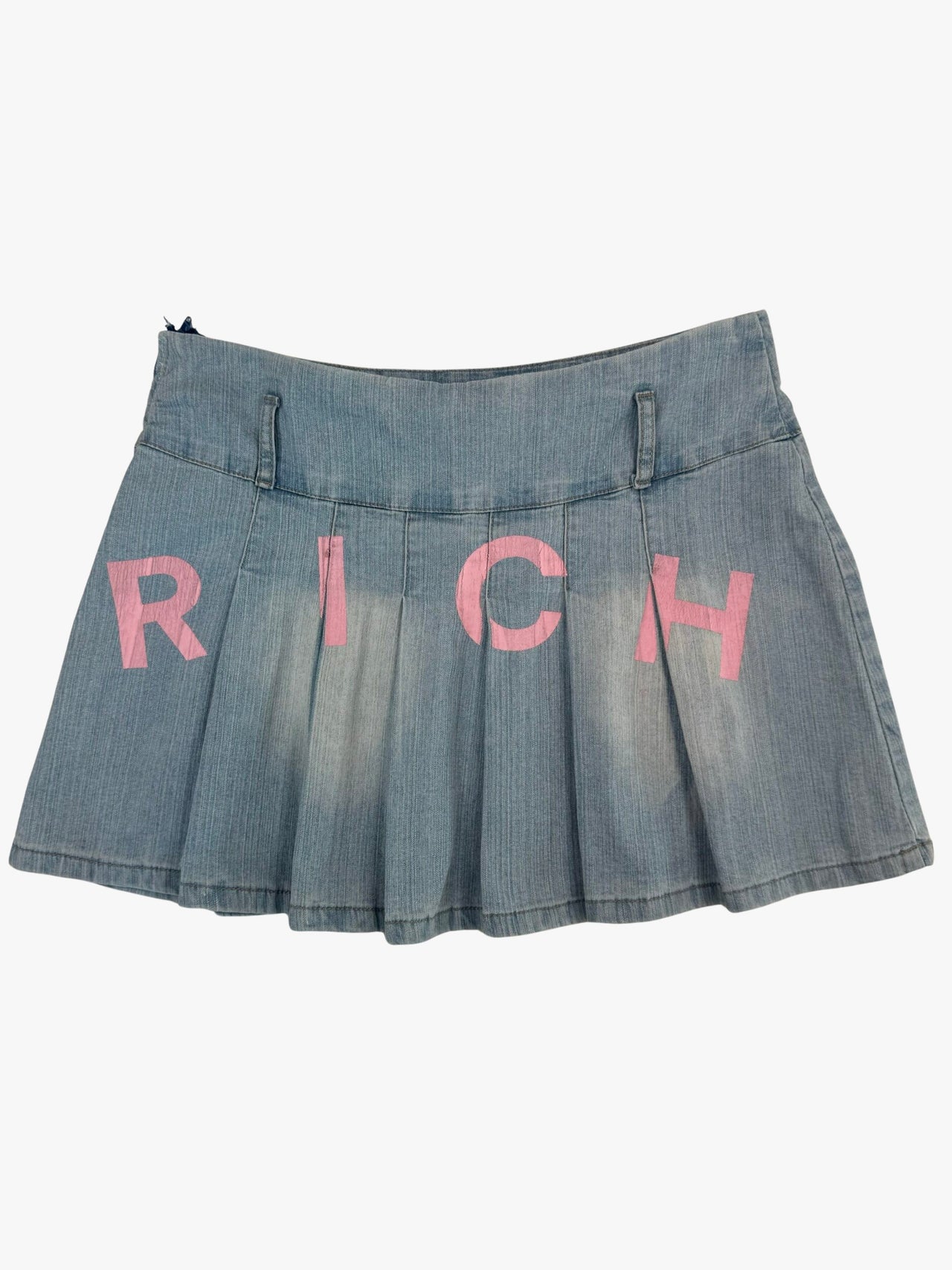 Richmond Pleated Mini Denim Skirt