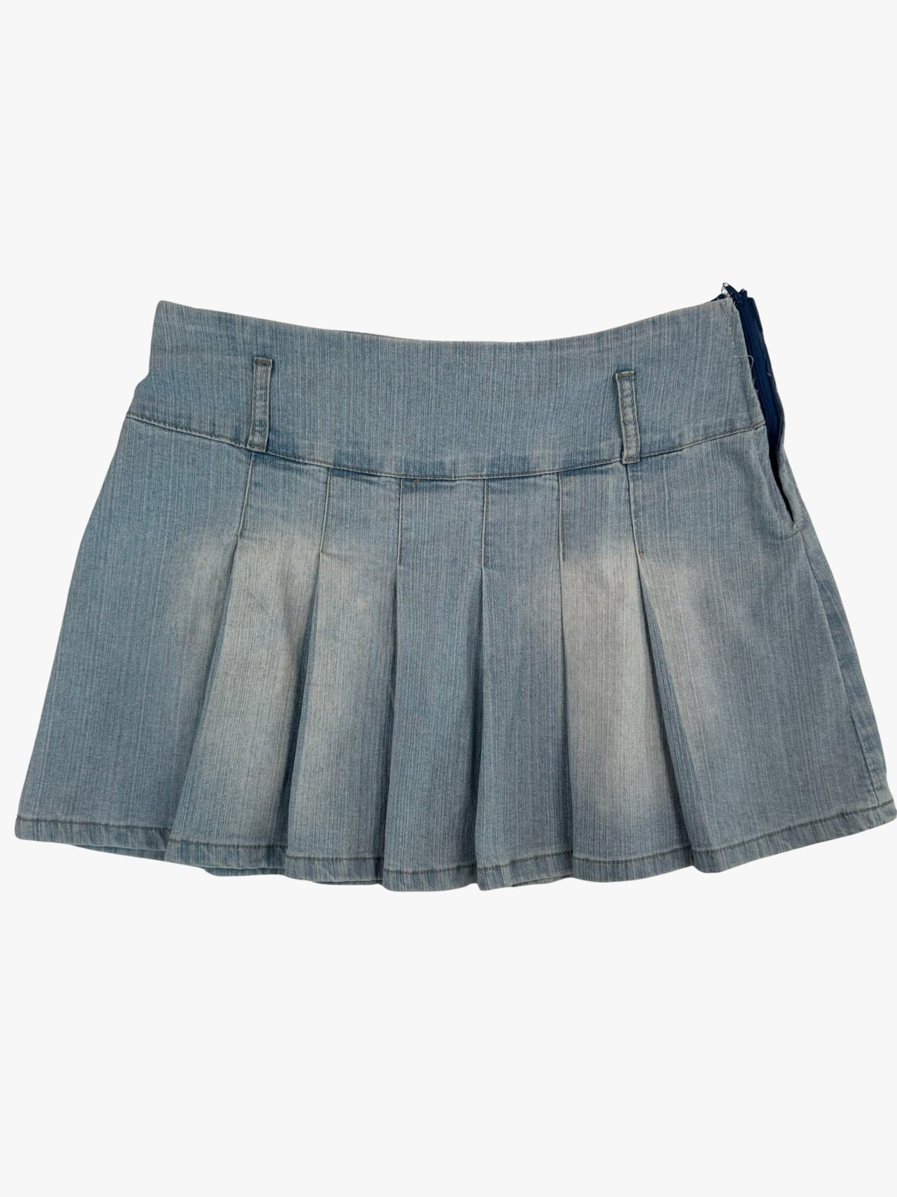 Richmond Pleated Mini Denim Skirt