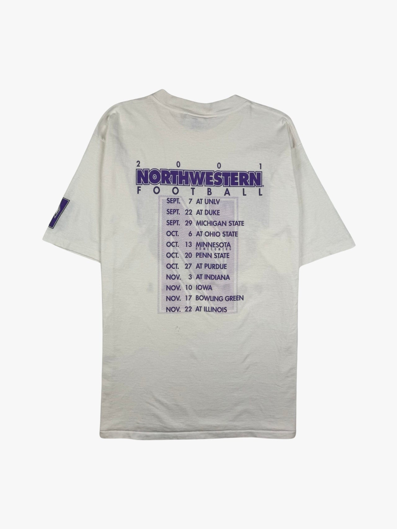 2001 Northwestern Wildcats Football Single Stitch T-Shirt
